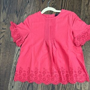 Polo Ralph Lauren Girls' Nantucket Red Eyelet Blouse size 7 NWT